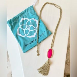 Kendra Scott Bright Magenta Mini Rayne Tassel Necklace